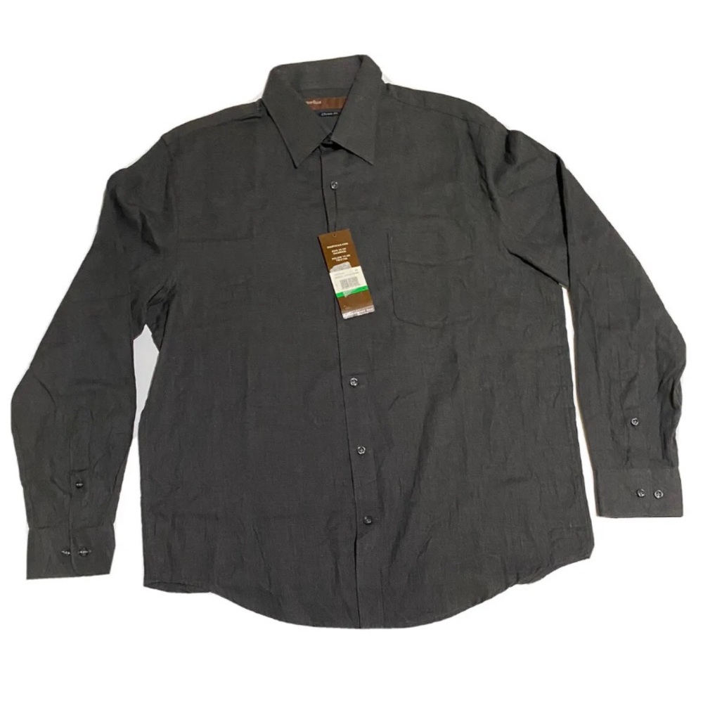 New mens shirt size large Perry Ellis 100% cotton classic fit button up pocket